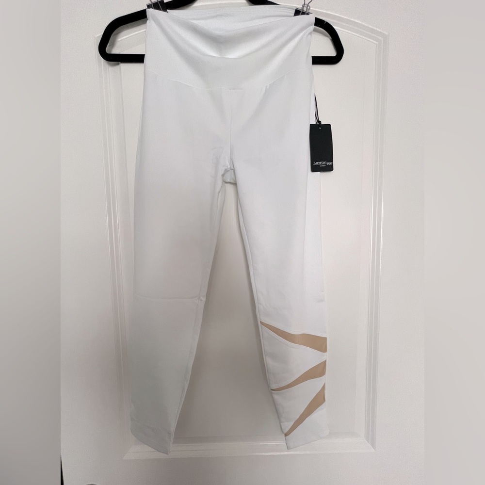 Lanston Sport Adrian Burst Leggings in white color and size medium NWT